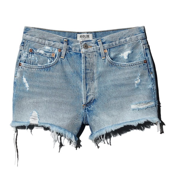 AGOLDE Parker Vintage Cut Off Short / Shorts Swapmeet Light Wash Jean Distressed - Picture 6 of 16